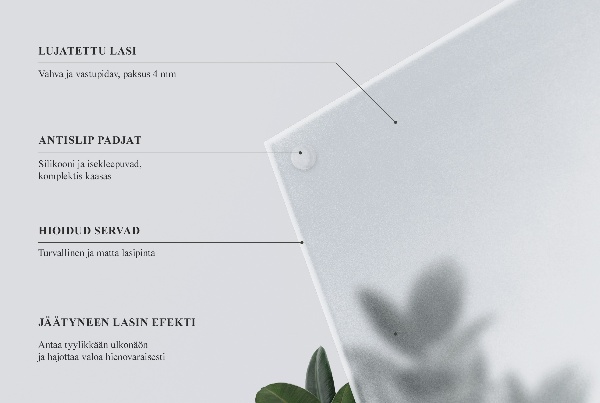 Square semi-transparent glass table top