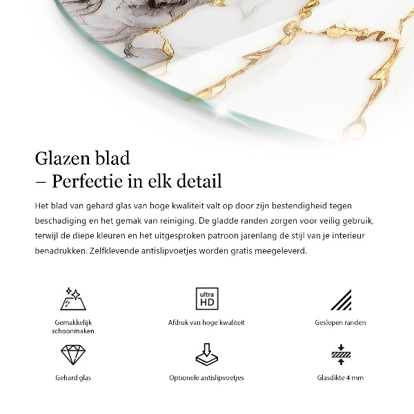 Round glass table top Marble pattern