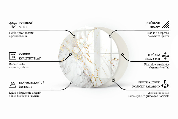 Round glass table top Marble pattern