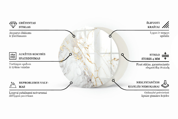 Glass table top with print Mosaic-style ornaments