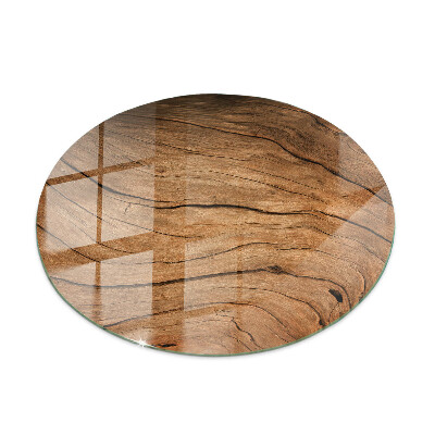 Round glass table top Natural wood texture