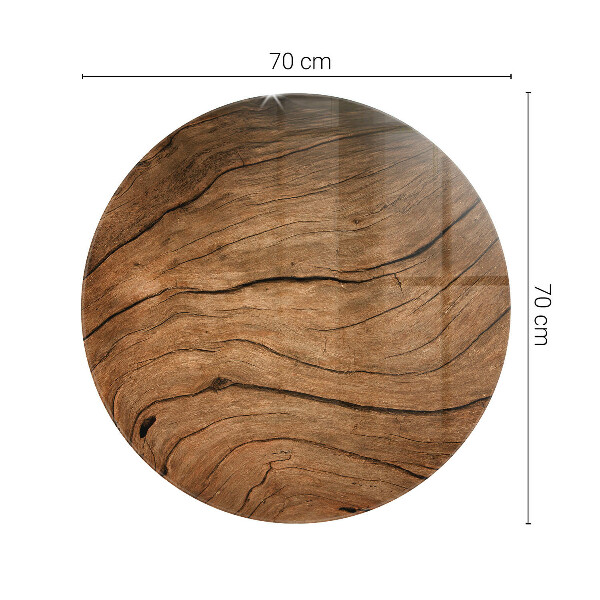 Round glass table top Natural wood texture