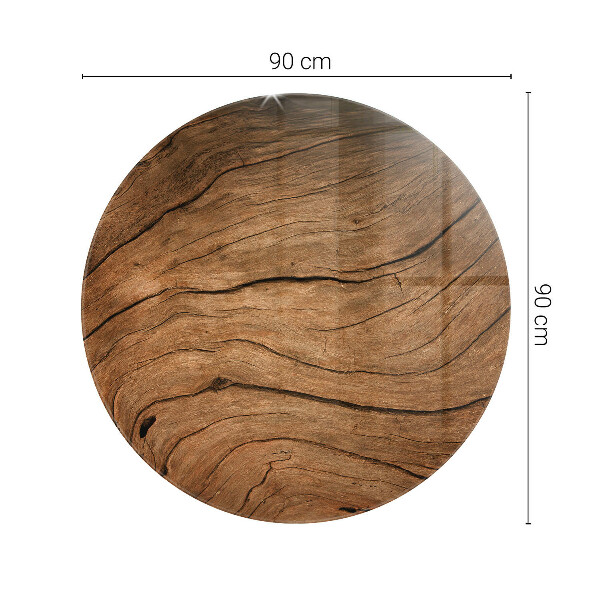Round glass table top Natural wood texture
