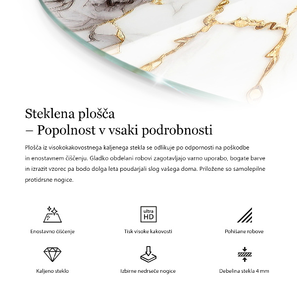 Glass table top with print Natural wood and resin pattern