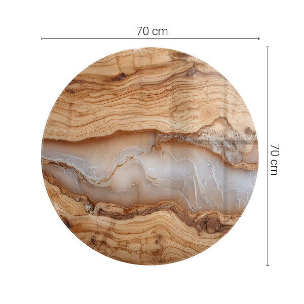 Glass table top with print Natural wood and resin pattern