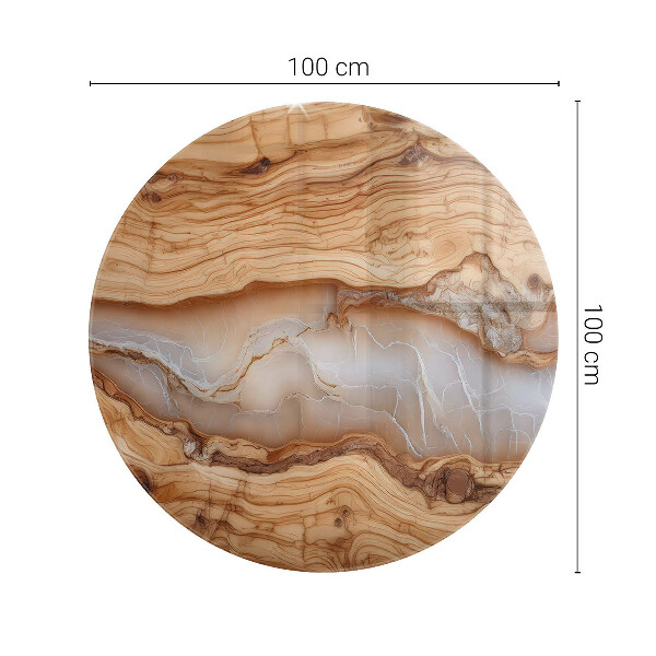 Glass table top with print Natural wood and resin pattern