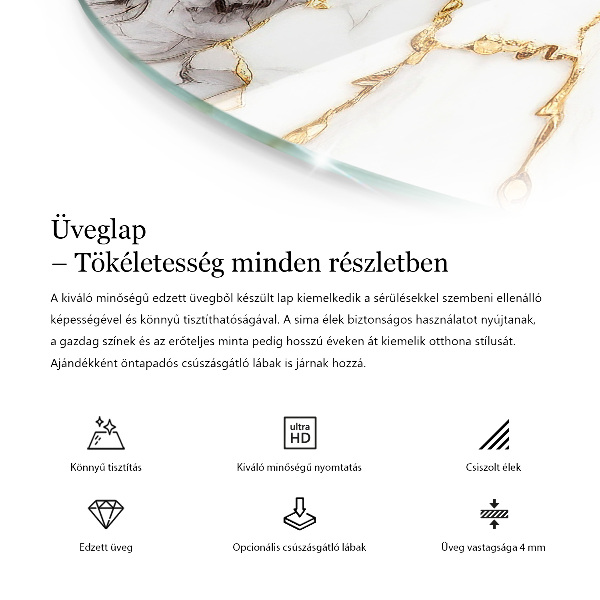 Glass table top with print Natural stone pattern