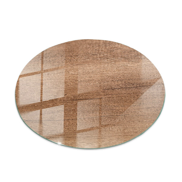 Glass table top with print Stylish wood motif