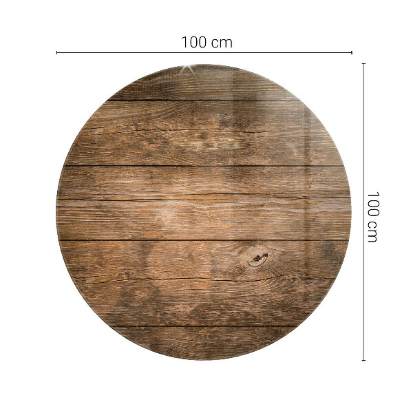 Round glass table top Wood panel pattern