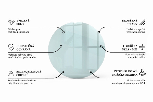 Round glass table top transparent