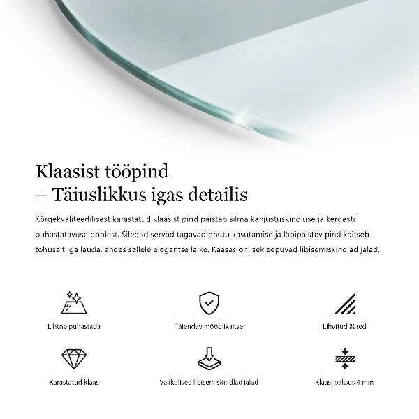 Round glass table top transparent