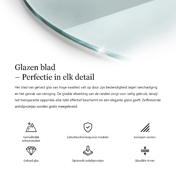 Round glass table top transparent