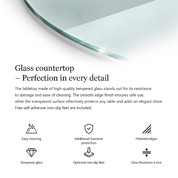 Round glass table top transparent