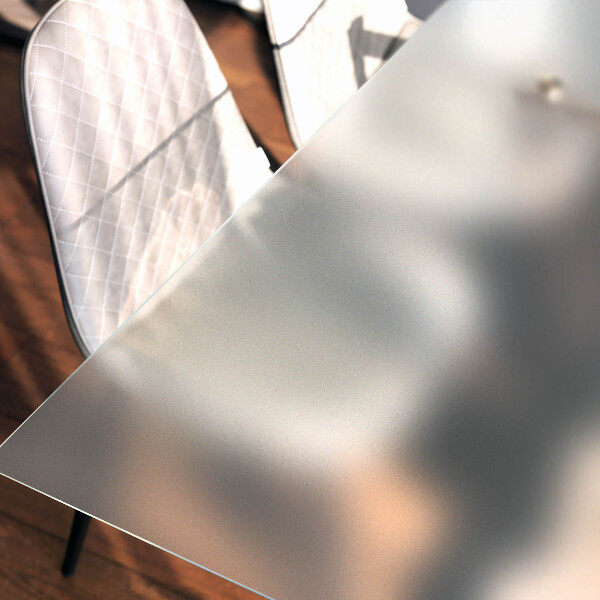 Rectangular glass table with a frosted glass finish