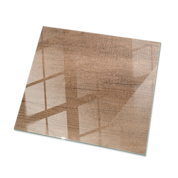 Decorative glass table top with print Stylish wood motif