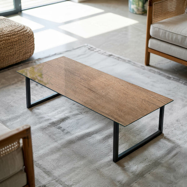 Decorative glass table top with print Stylish wood motif