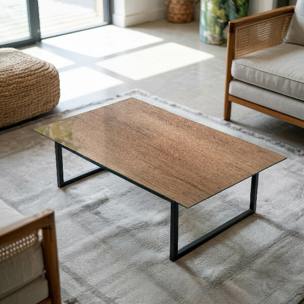 Decorative glass table top with print Stylish wood motif