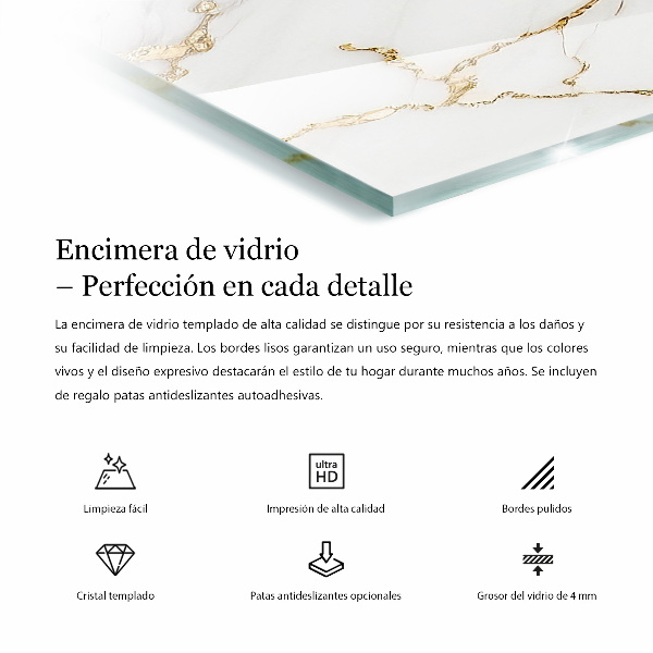 Decorative glass table top with print Stylish wood motif