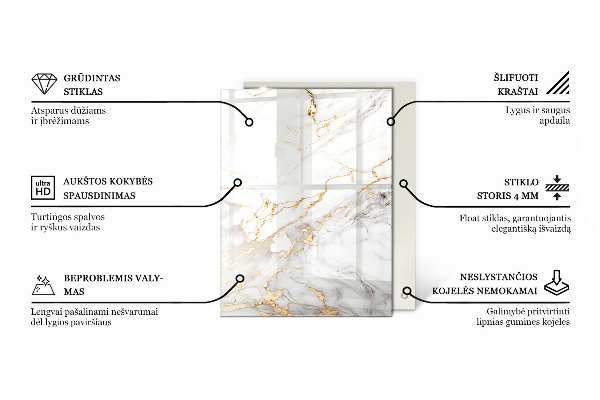 Decorative glass table top with print Stylish wood motif