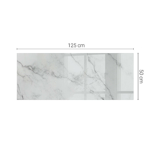 Rectangular glass table top with print Marble texture motif