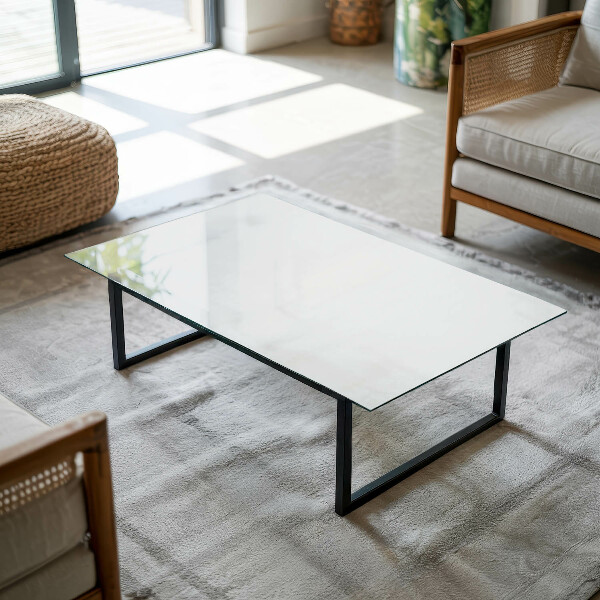 Decorative glass table top with print Smooth white