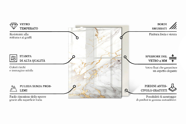 Rectangular glass table top with print Concrete with cracks