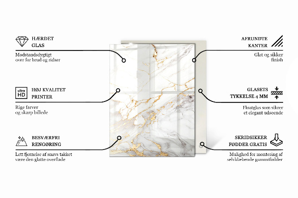 Rectangular glass table top with print Concrete with cracks