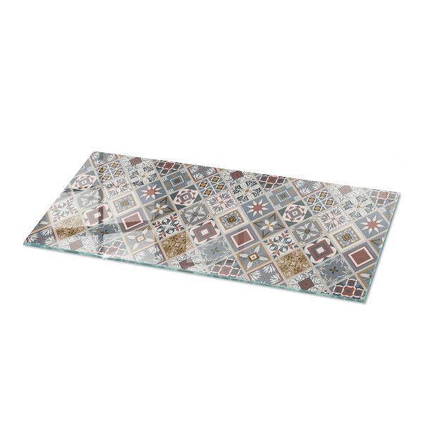 Decorative glass table top with print Mosaic-style ornaments