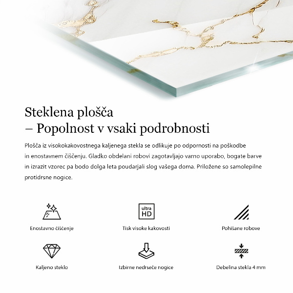 Decorative glass table top with print Mosaic-style ornaments