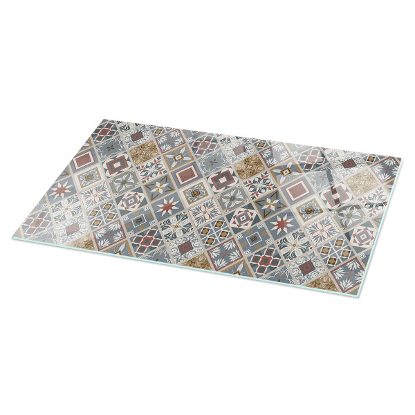 Decorative glass table top with print Mosaic-style ornaments