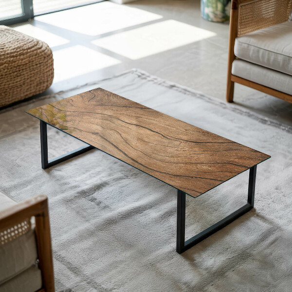 Rectangular glass table top Natural wood texture