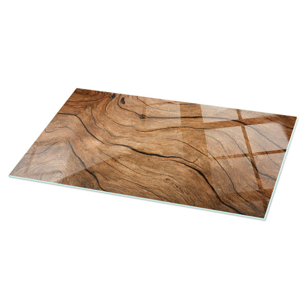 Rectangular glass table top Natural wood texture