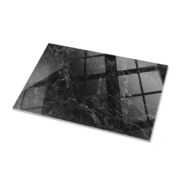 Rectangular glass table top with print Veined marble pattern