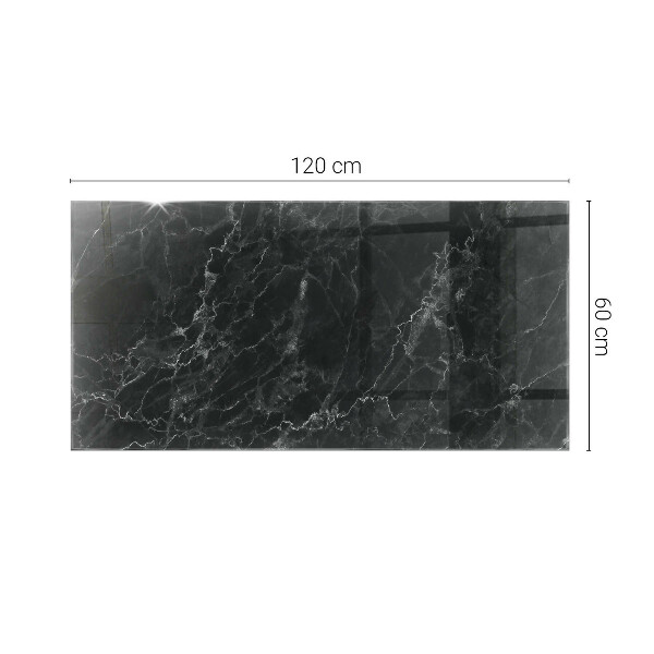 Rectangular glass table top with print Veined marble pattern