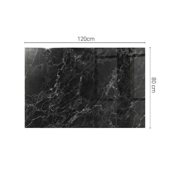 Rectangular glass table top with print Veined marble pattern