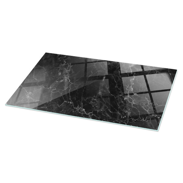 Rectangular glass table top with print Veined marble pattern