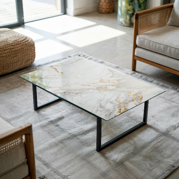 Rectangular glass table top with print Elegant marble pattern