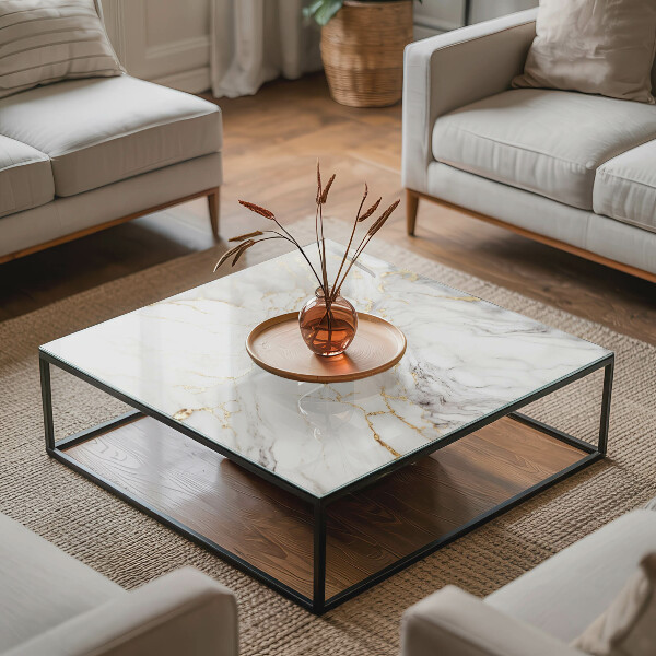 Rectangular glass table top with print Elegant marble pattern