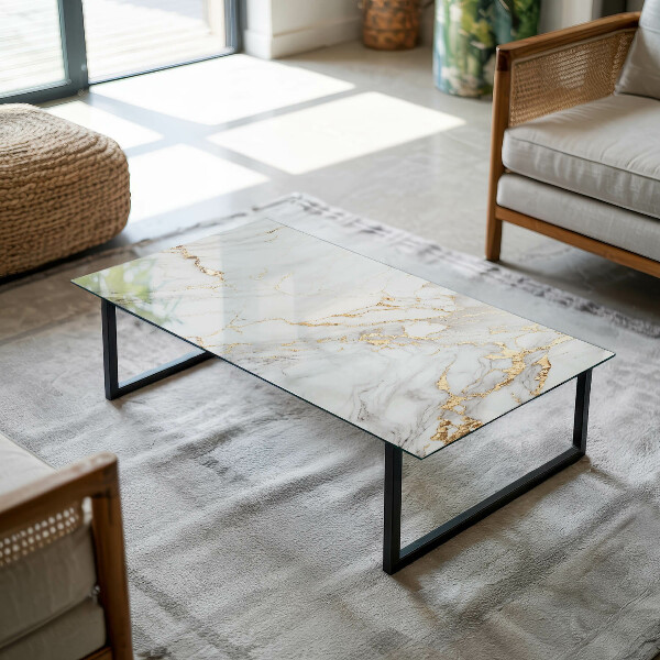 Rectangular glass table top with print Elegant marble pattern