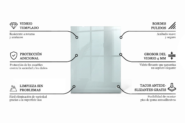 Rectangular glass table top transparent