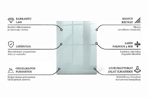 Rectangular glass table top transparent