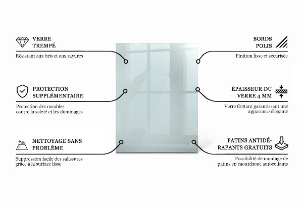 Rectangular glass table top transparent