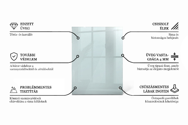 Rectangular glass table top transparent