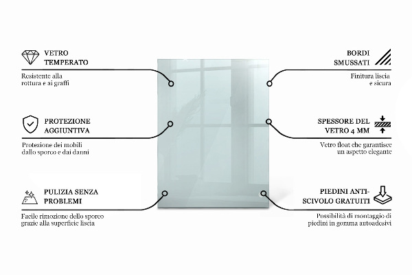 Rectangular glass table top transparent