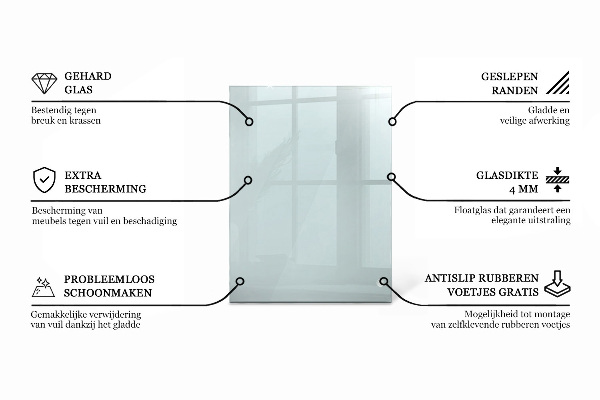 Rectangular glass table top transparent