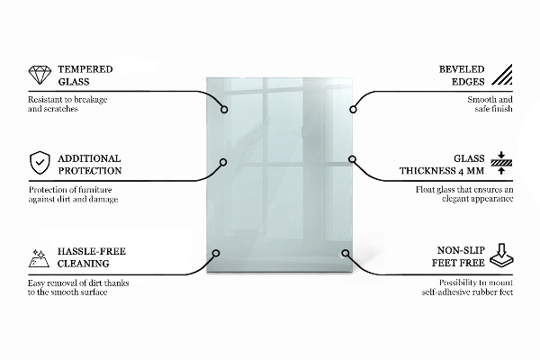 Rectangular glass table top transparent