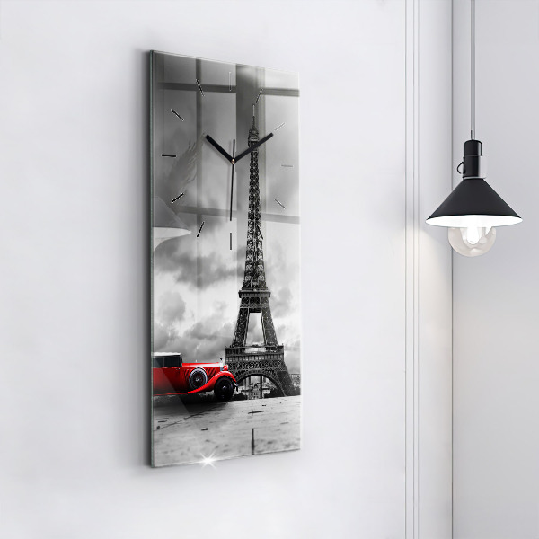Modern vertical wall clock Effel Tower Paris