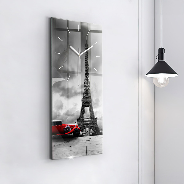 Modern vertical wall clock Effel Tower Paris