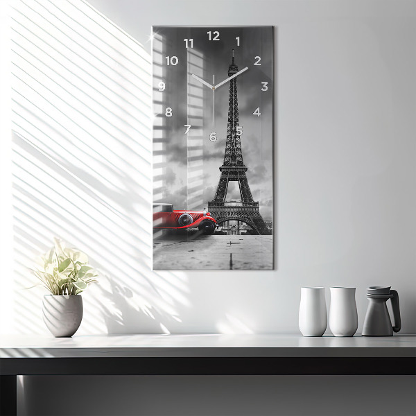 Modern vertical wall clock Effel Tower Paris