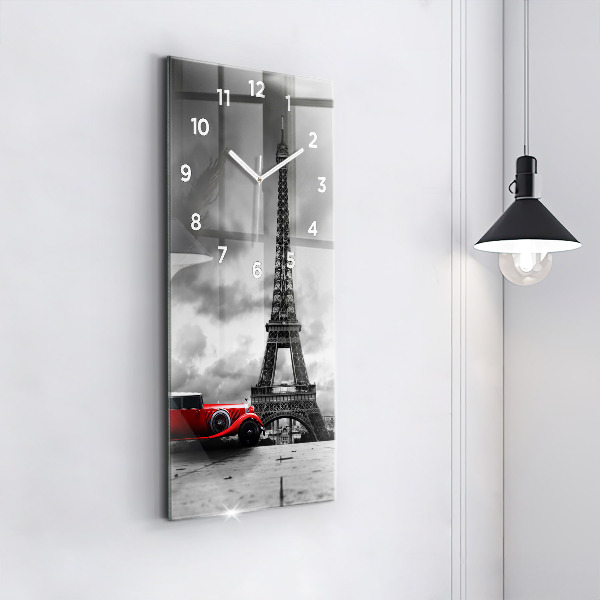 Modern vertical wall clock Effel Tower Paris